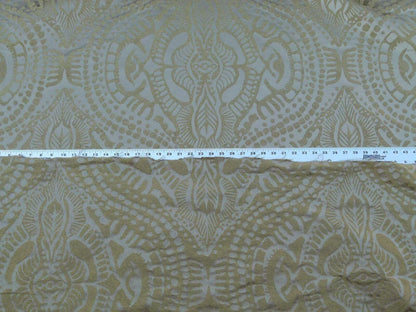 By yard Scalamandre Ethnic Damask Cognac Gold Silk Lampas African Abstract Old World Weavers MSRP USD 432/Y