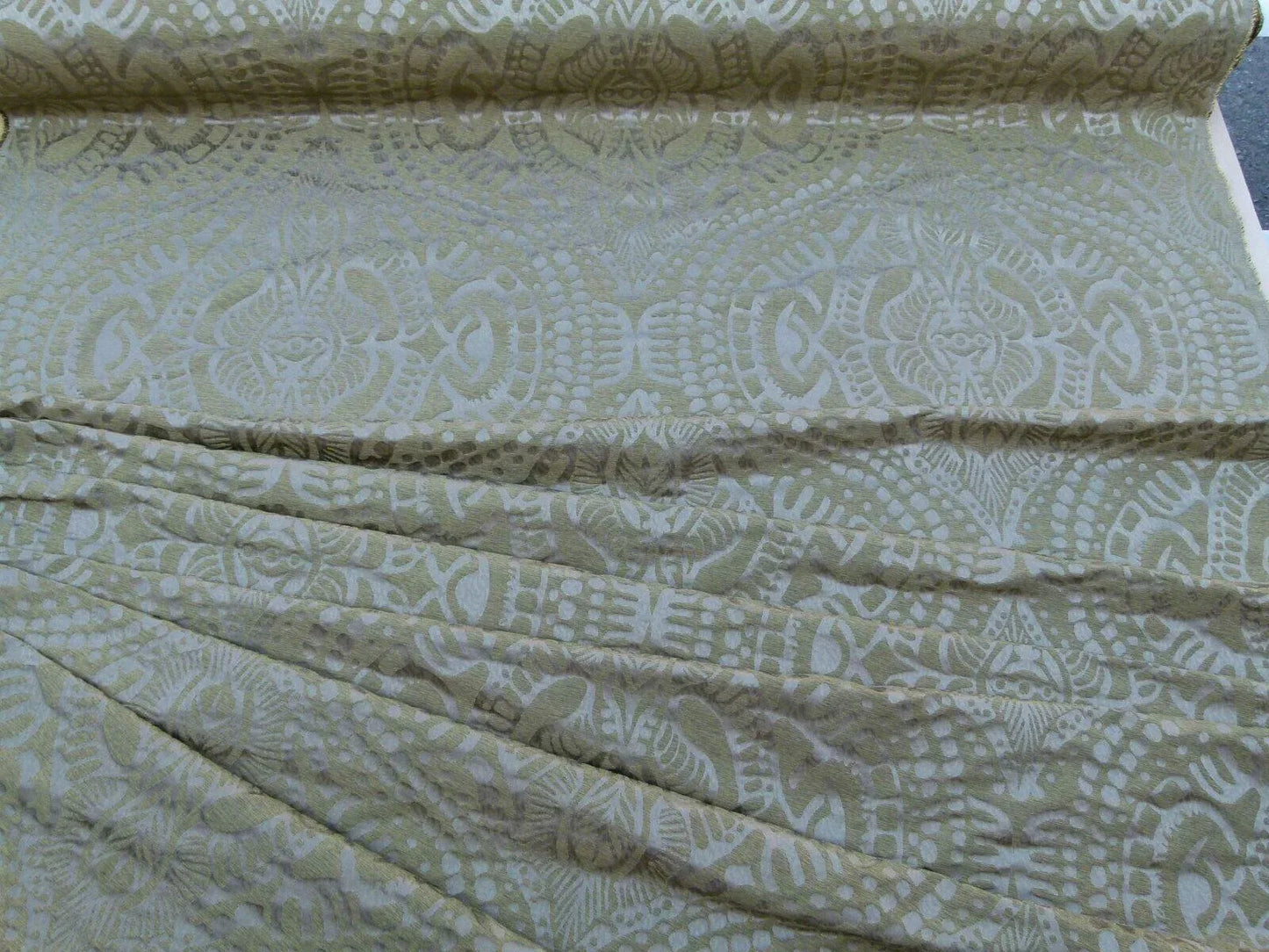 By yard Scalamandre Ethnic Damask Cognac Gold Silk Lampas African Abstract Old World Weavers MSRP USD 432/Y