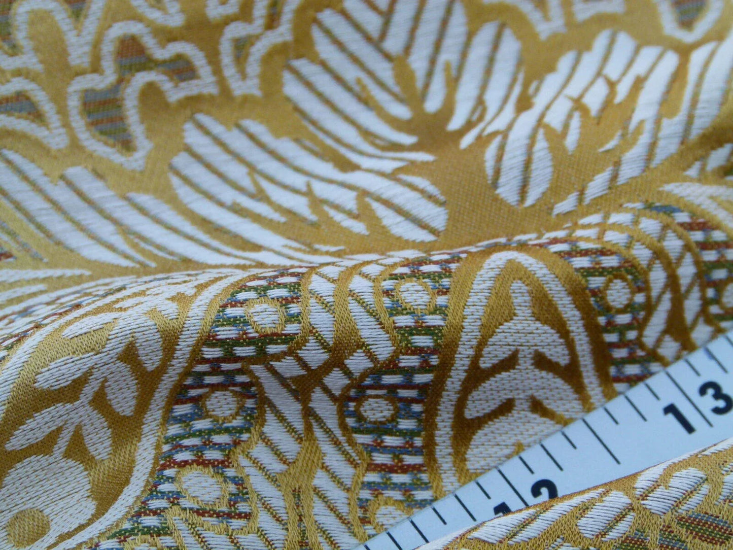 Scalamandre Teodora Ochre Gold Renaissance Classic Artichoke Silk Lampas Old World Weavers Silk Damask MSRP USD 338/Y