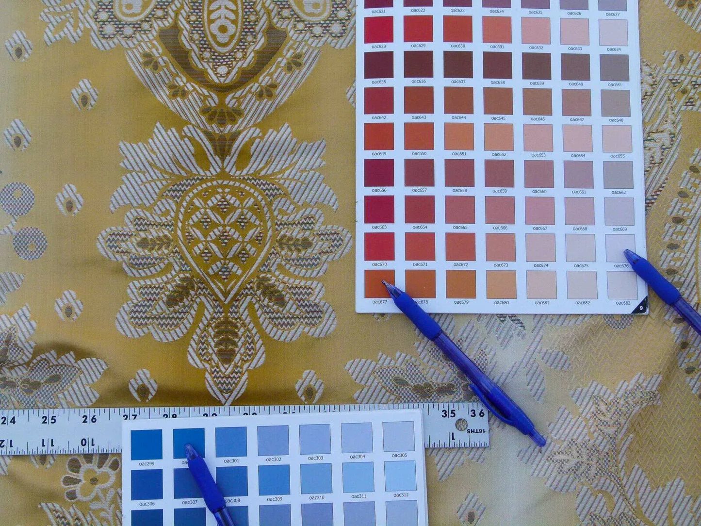 Scalamandre Teodora Ochre Gold Old World Weavers Silk Damask Renaissance ArtichokeTraditional Damask MSRP USD 338/Y