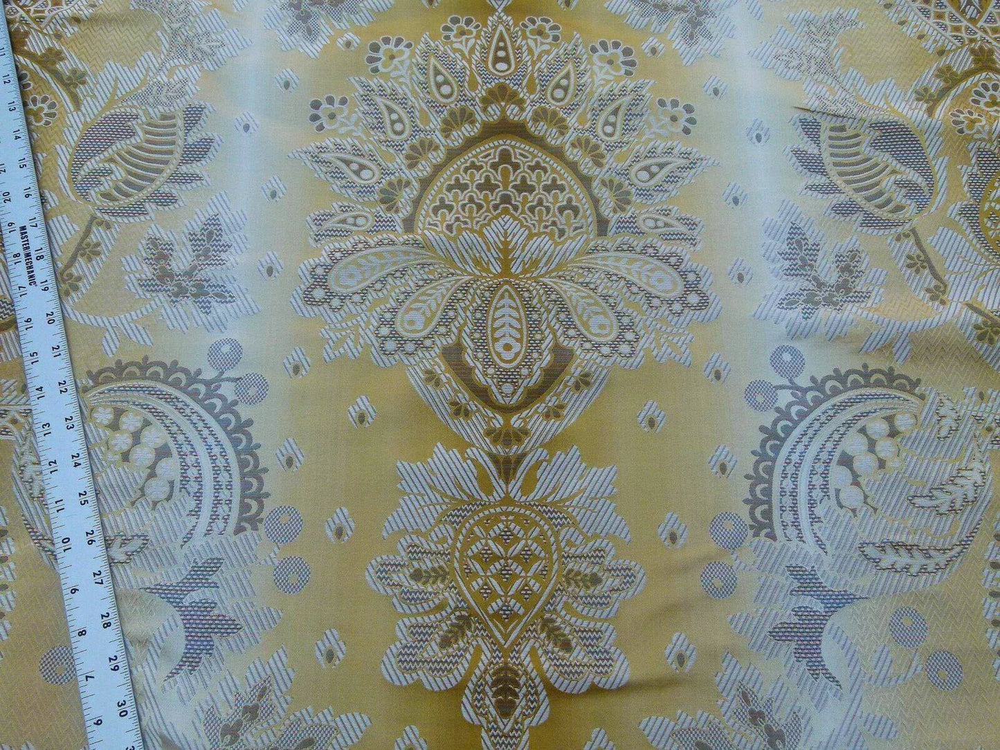 Scalamandre Teodora Ochre Gold Old World Weavers Silk Damask Renaissance ArtichokeTraditional Damask MSRP USD 338/Y