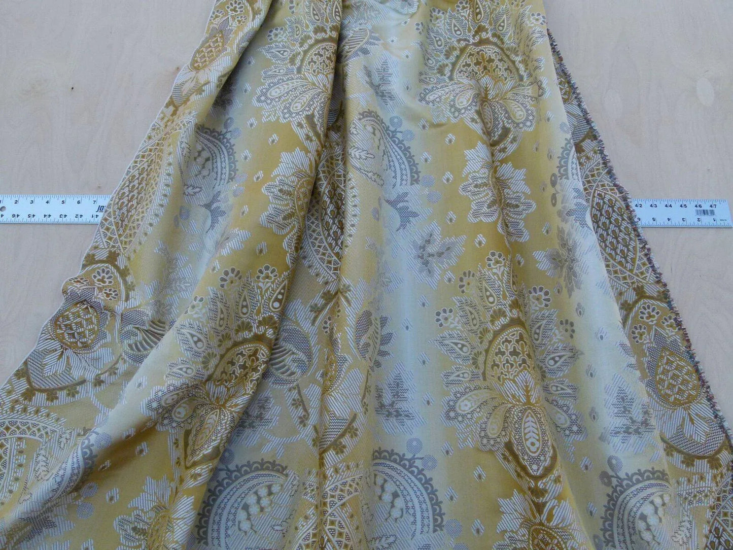 Scalamandre Teodora Ochre Gold Renaissance Classic Artichoke Silk Lampas Old World Weavers Silk Damask MSRP USD 338/Y