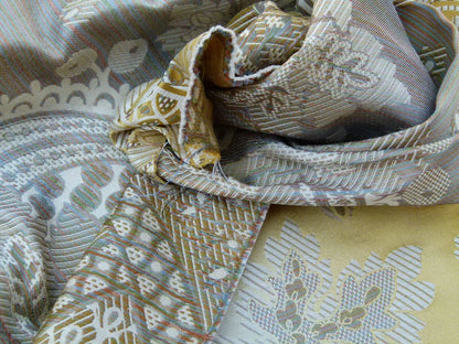 Scalamandre Teodora Ochre Gold Renaissance Classic Artichoke Silk Lampas Old World Weavers Silk Damask MSRP USD 338/Y