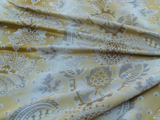 Scalamandre Teodora Ochre Gold Renaissance Classic Artichoke Silk Lampas Old World Weavers Silk Damask MSRP USD 338/Y