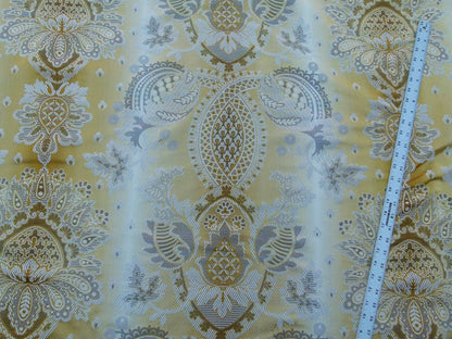 Scalamandre Teodora Ochre Gold Renaissance Classic Artichoke Silk Lampas Old World Weavers Silk Damask MSRP USD 338/Y