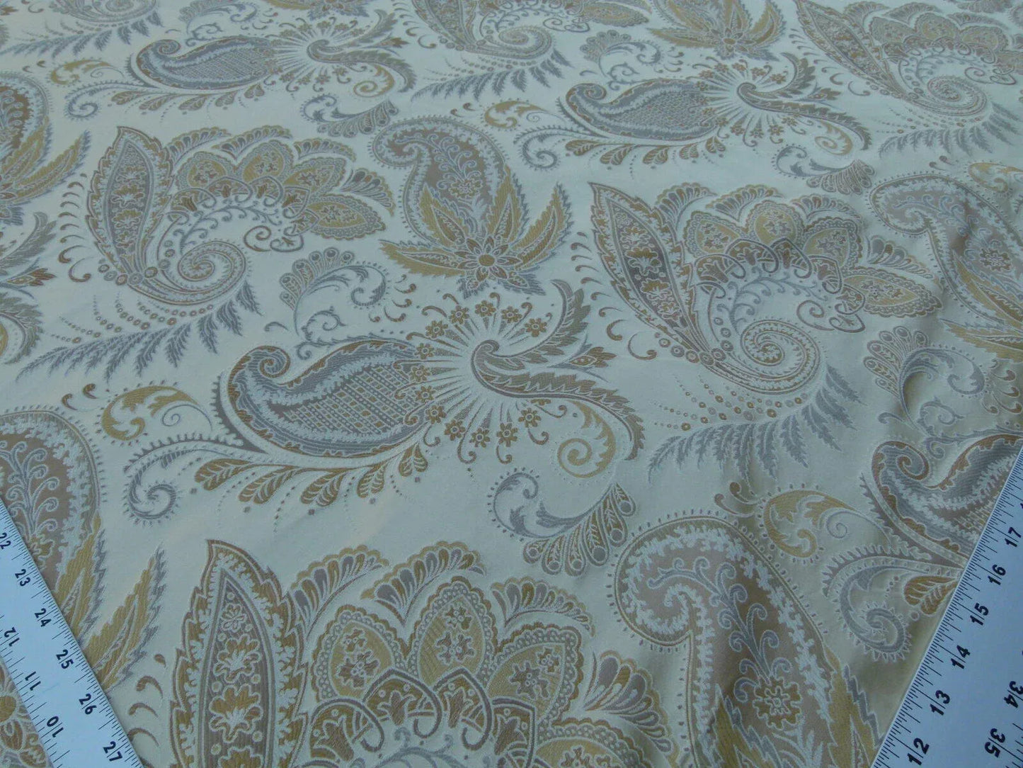 Scalamandre Fonthill Douglas Flax Neutral 100% Silk Paisley Old World Weavers MSRP USD 336/Y
