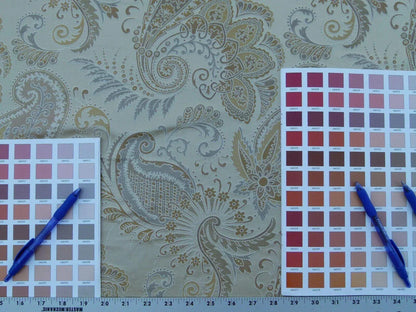 Scalamandre Fonthill Douglas Flax Neutral 100% Silk Paisley Old World Weavers MSRP USD 336/Y