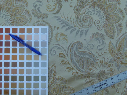 Scalamandre Fonthill Douglas Flax Neutral 100% Silk Paisley Old World Weavers MSRP USD 336/Y