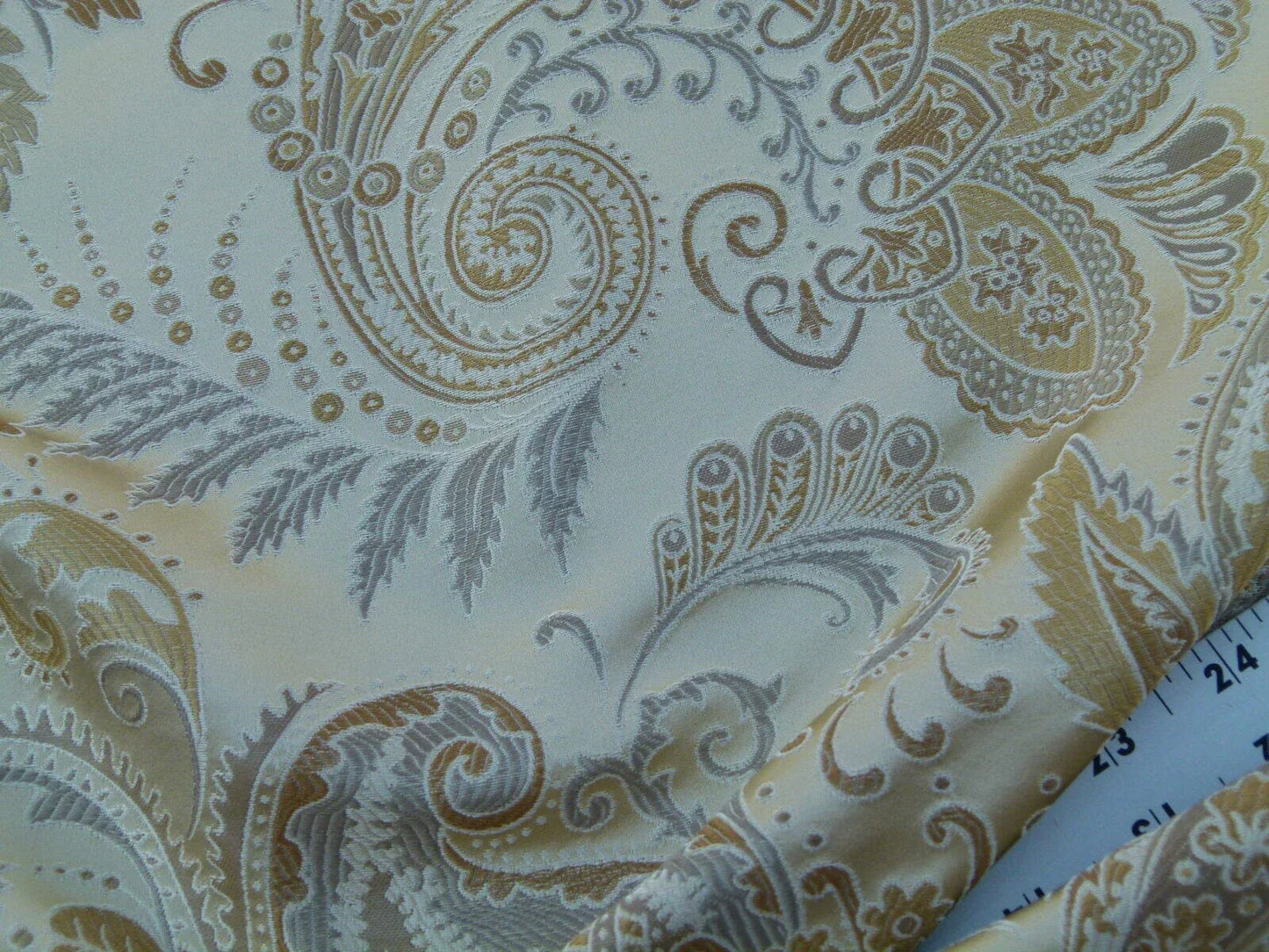 Scalamandre Fonthill Douglas Flax Neutral 100% Silk Paisley Old World Weavers MSRP USD 336/Y