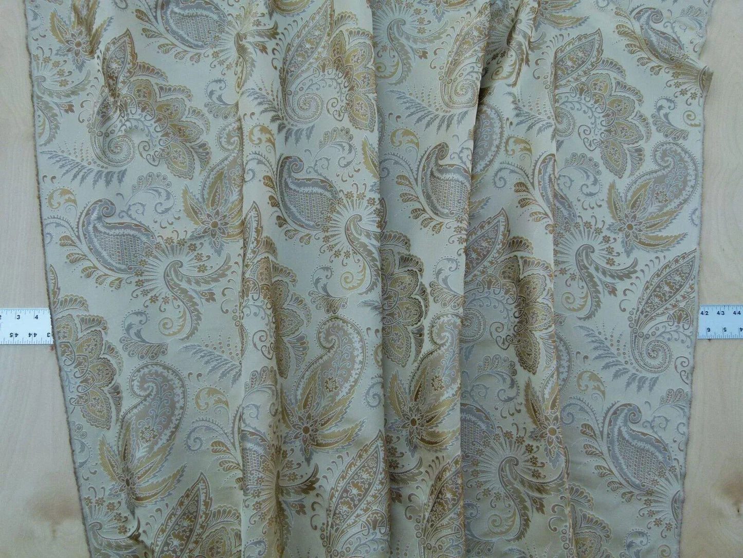 Scalamandre Fonthill Douglas Flax Neutral 100% Silk Paisley Old World Weavers MSRP USD 336/Y