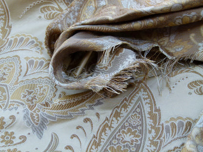 Scalamandre Fonthill Douglas Flax Neutral 100% Silk Paisley Old World Weavers MSRP USD 336/Y