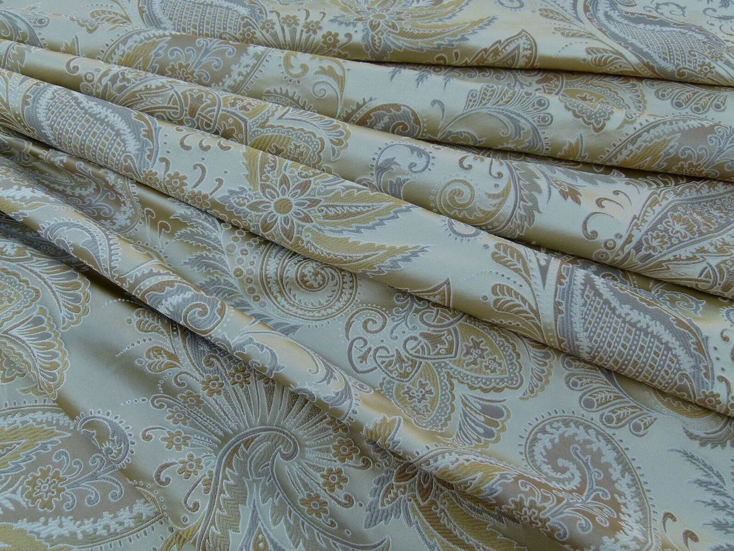 Scalamandre Fonthill Douglas Flax Neutral 100% Silk Paisley Old World Weavers MSRP USD 336/Y