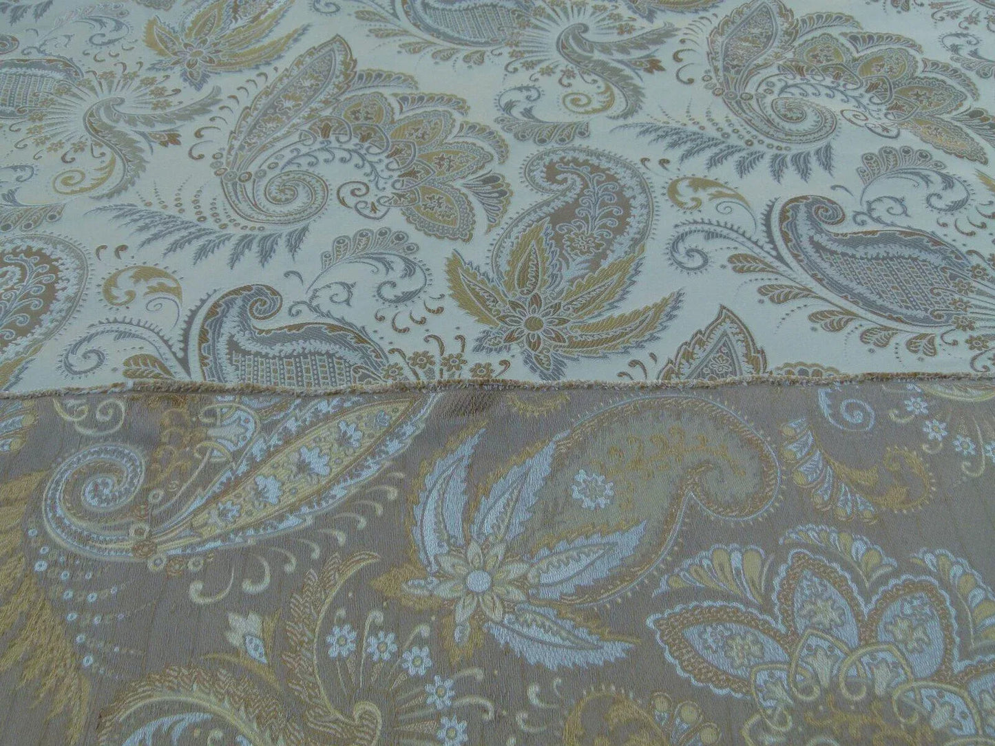 Scalamandre Fonthill Douglas Flax Neutral 100% Silk Paisley Old World Weavers MSRP USD 336/Y