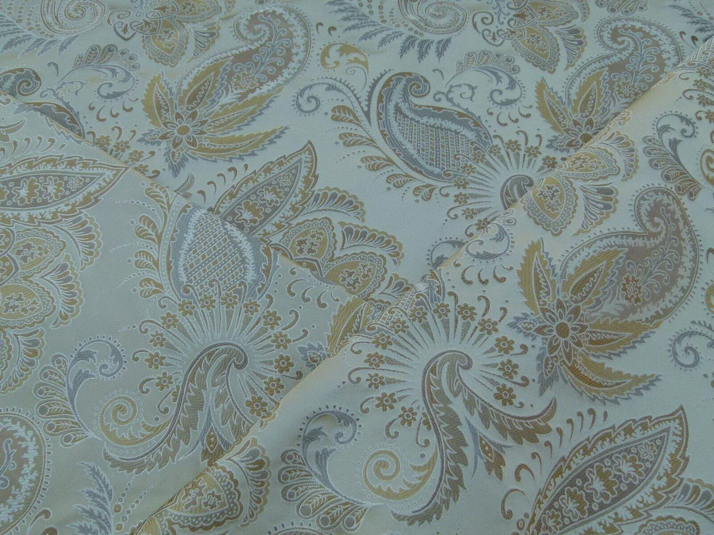 Scalamandre Fonthill Douglas Flax Neutral 100% Silk Paisley Old World Weavers MSRP USD 336/Y
