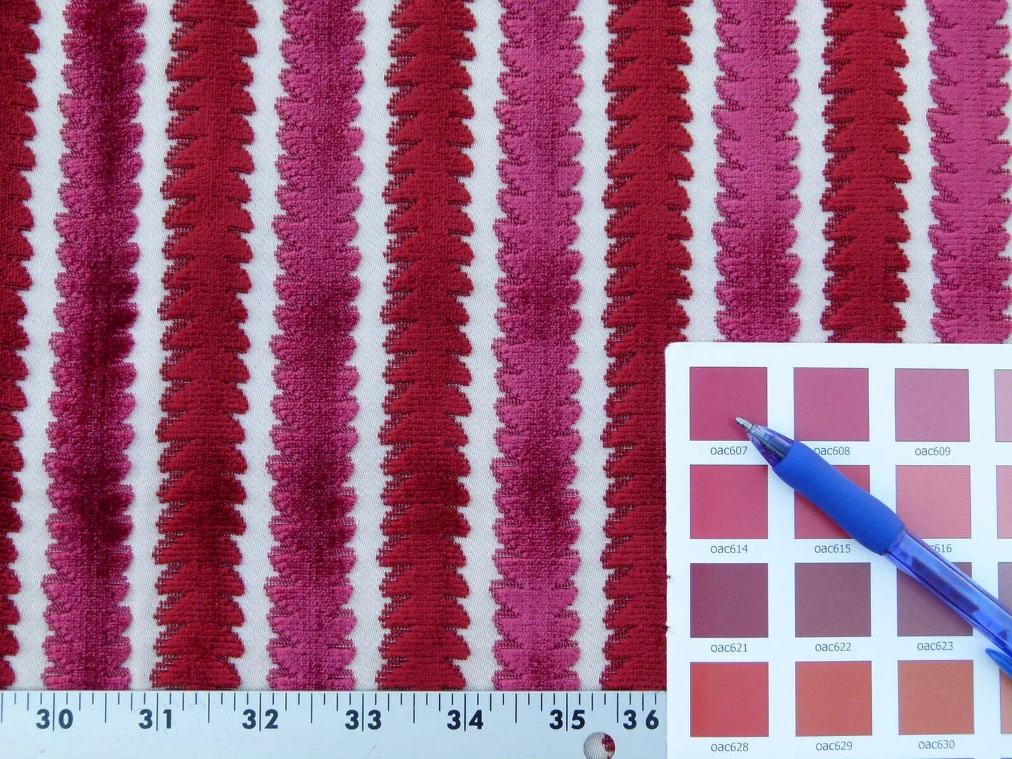 Scalamandre La Foltiere Carnation Cut Velvet Red Pink Old World Weavers MSRP USD 284/y