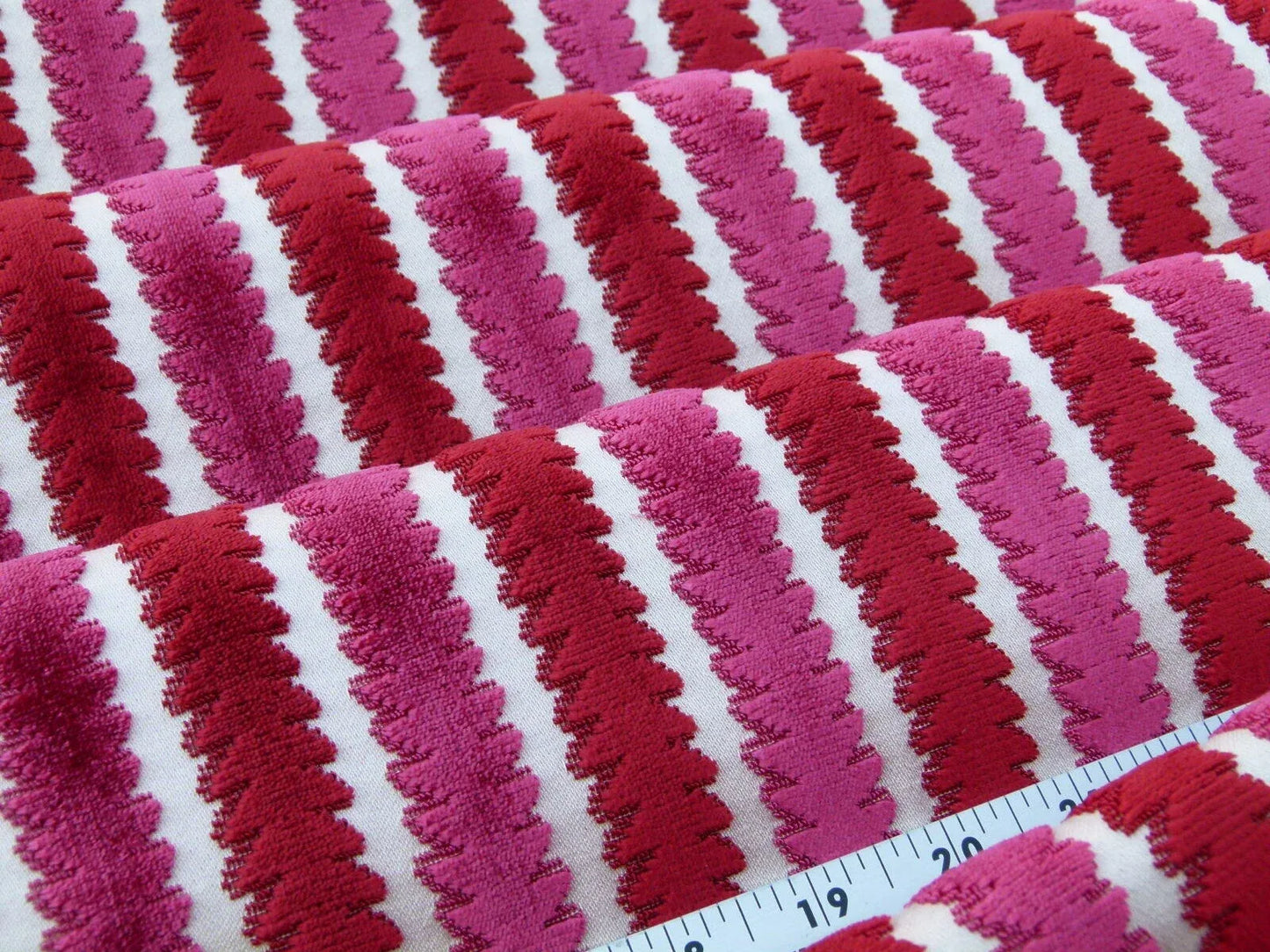 Scalamandre La Foltiere Carnation Cut Velvet Red Pink Old World Weavers MSRP USD 284/y