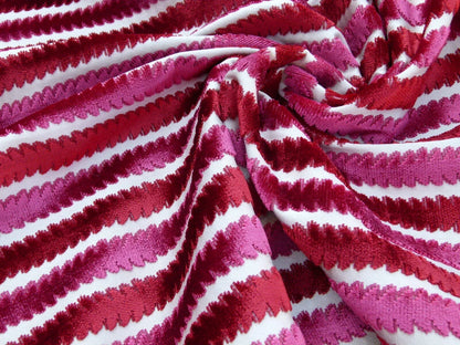 Scalamandre La Foltiere Carnation Cut Velvet Red Pink Old World Weavers MSRP USD 284/y
