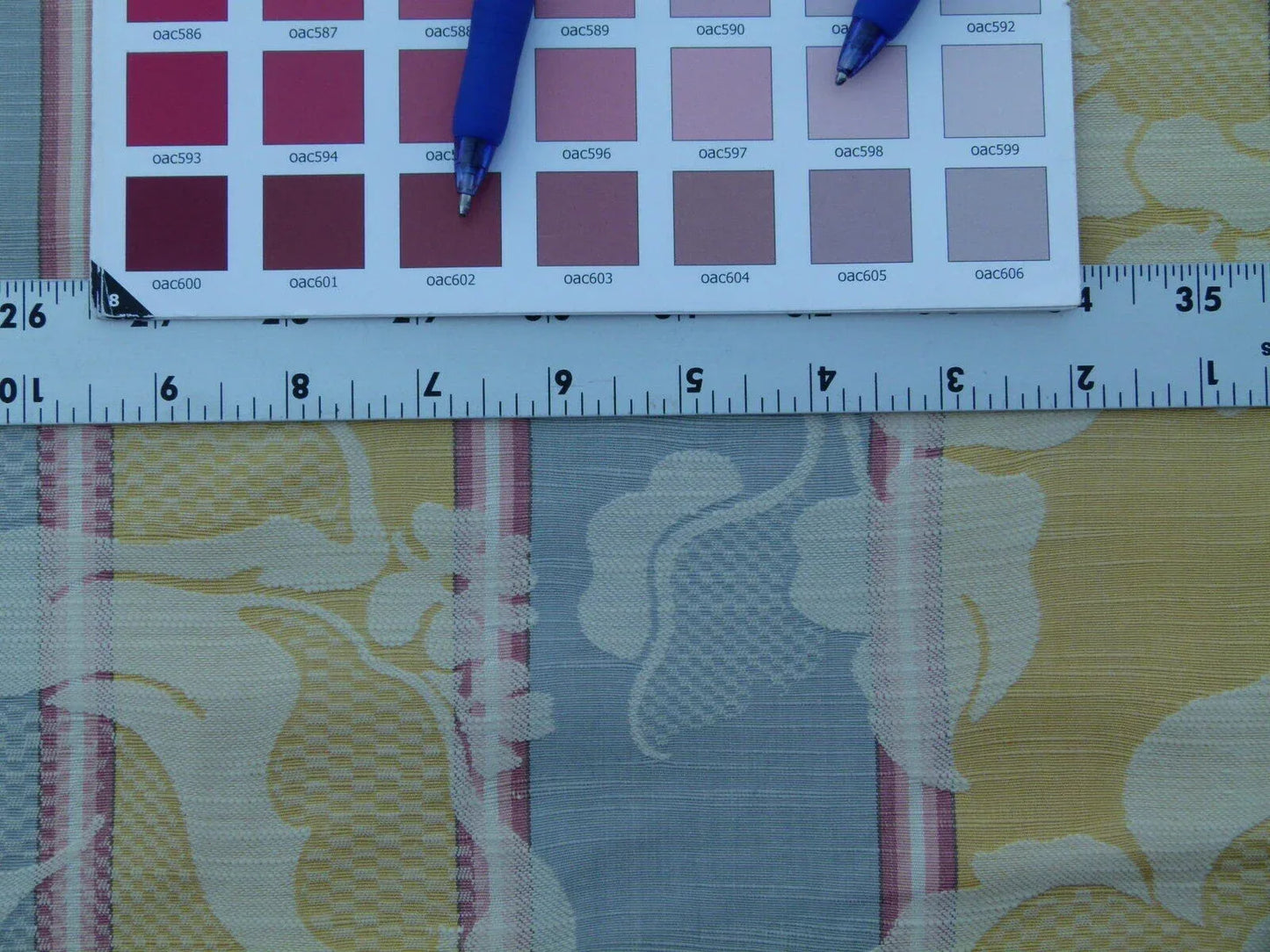 Scalamandre Damasko Rigato Damask Stripe Magnolia  Grey Gold Old World Weavers Fonthill MSRP USD 164/Y