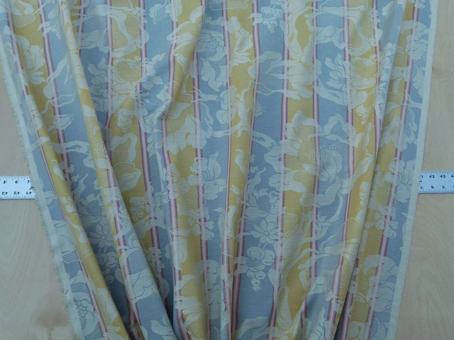 Scalamandre Damasko Rigato Damask Stripe Magnolia  Grey Gold Old World Weavers Fonthill MSRP USD 164/Y