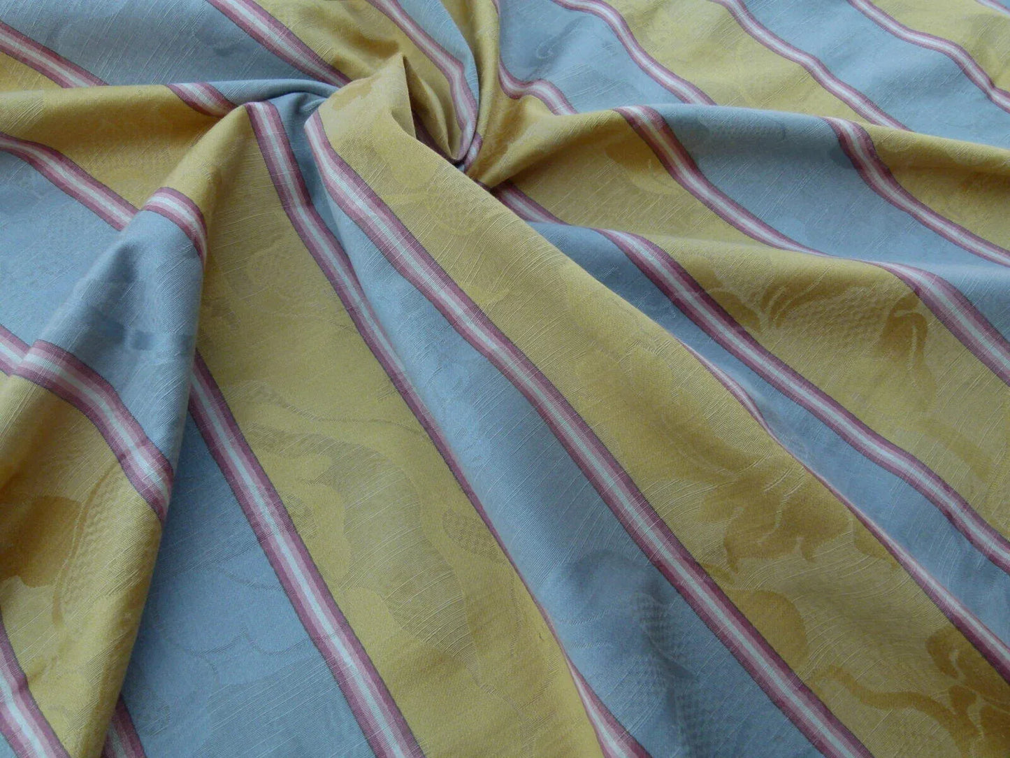 Scalamandre Damasko Rigato Damask Stripe Magnolia  Grey Gold Old World Weavers Fonthill MSRP USD 164/Y