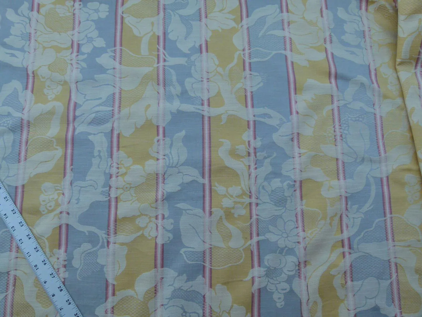 Scalamandre Damasko Rigato Damask Stripe Magnolia  Grey Gold Old World Weavers Fonthill MSRP USD 164/Y