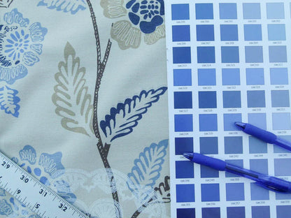 Scalamandre Chester Square Fh Blue Multi Printed Cotton Old World Weavers MSRP USD 190/Y