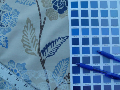 Scalamandre Chester Square Fh Blue Multi Printed Cotton Old World Weavers MSRP USD 190/Y