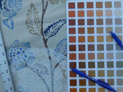 Scalamandre Chester Square Fh Blue Multi Printed Cotton Old World Weavers MSRP USD 190/Y