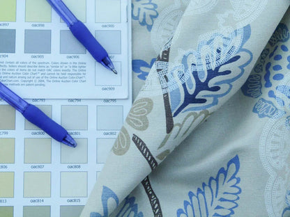 Scalamandre Chester Square Fh Blue Multi Printed Cotton Old World Weavers MSRP USD 190/Y