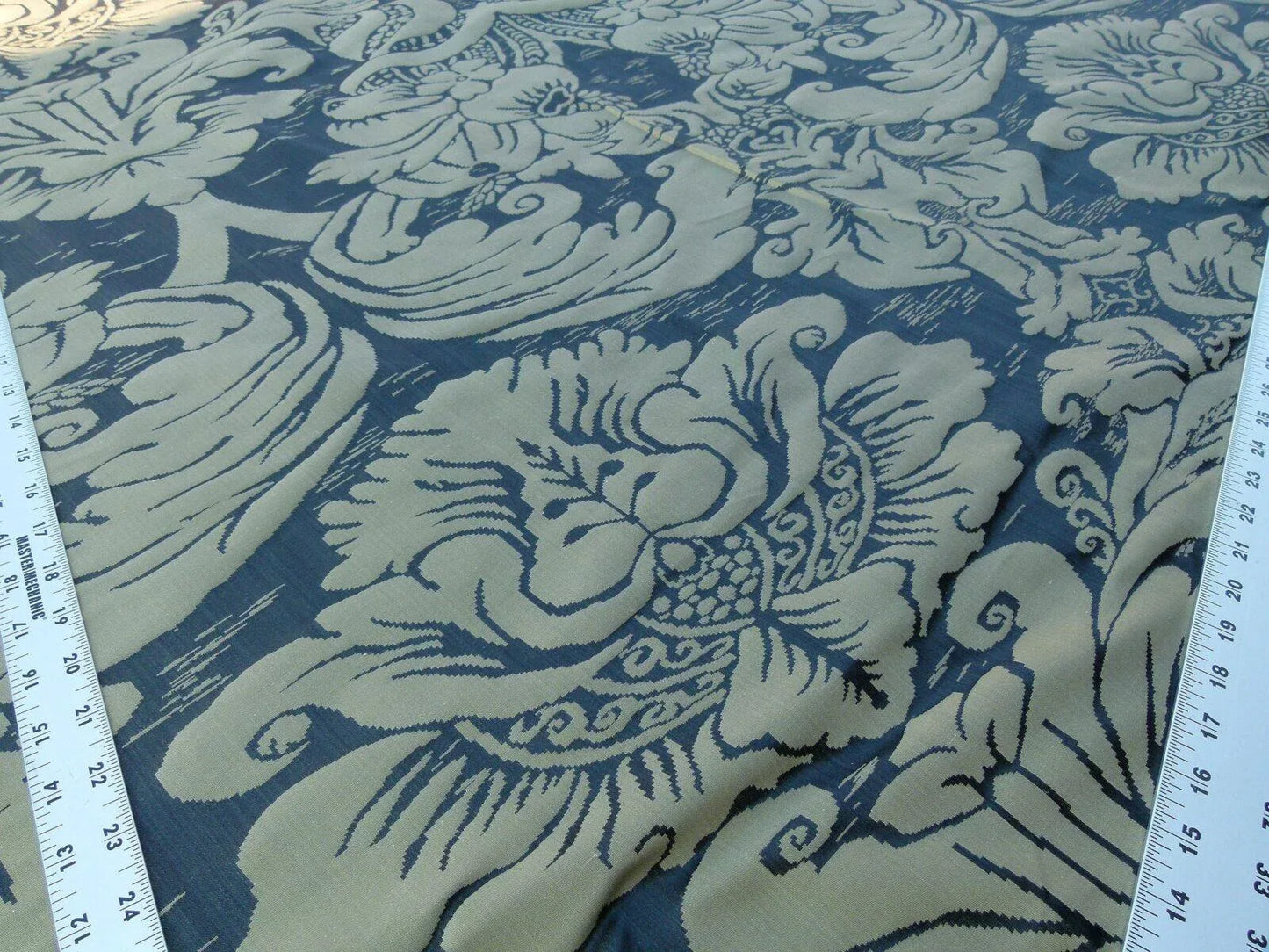 Scalamandre Orvieto In Black Gold Classic Renaissance 100% Silk Damask Old World WeaversMSRP USD 372/y