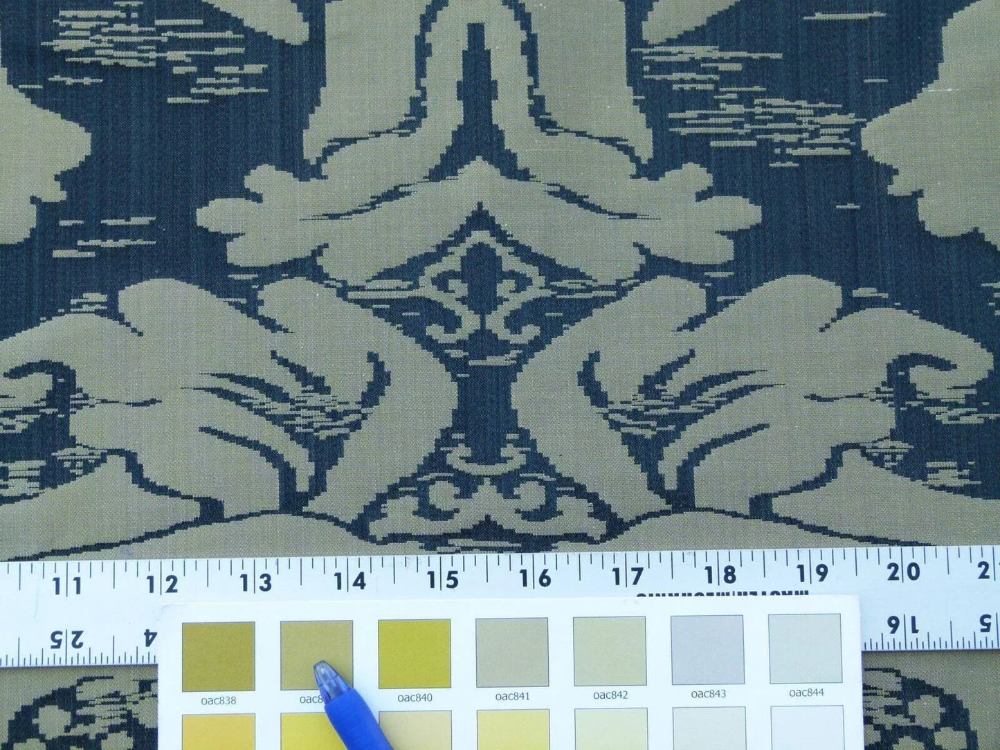 Scalamandre Orvieto In Black Gold Classic Renaissance 100% Silk Damask Old World WeaversMSRP USD 372/y