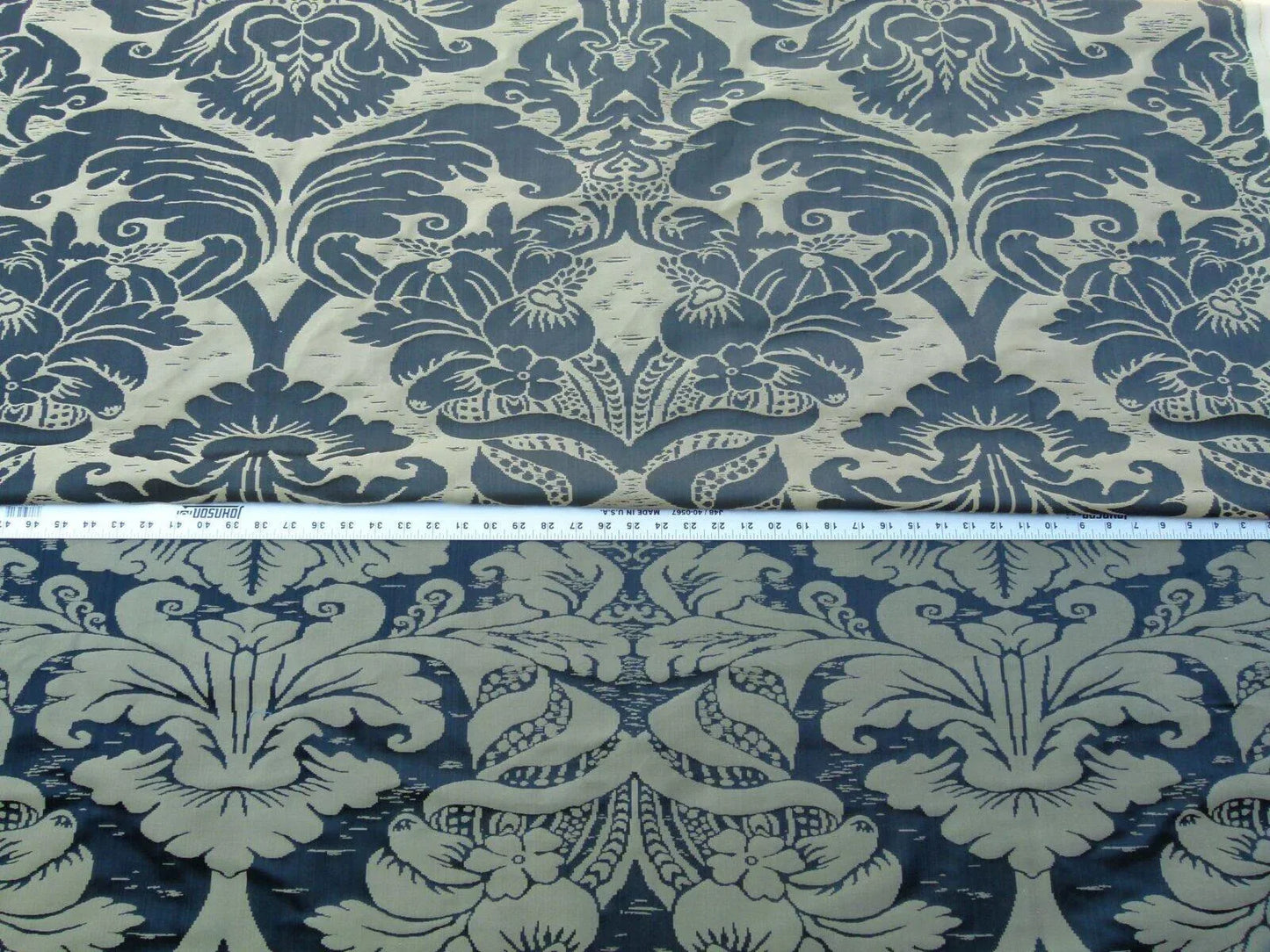 Scalamandre Orvieto In Black Gold Classic Renaissance 100% Silk Damask Old World WeaversMSRP USD 372/y