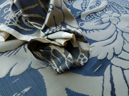 Scalamandre Orvieto In Black Gold Classic Renaissance 100% Silk Damask Old World WeaversMSRP USD 372/y