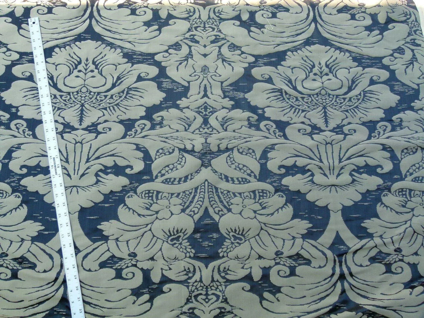 Scalamandre Orvieto In Black Gold Classic Renaissance 100% Silk Damask Old World WeaversMSRP USD 372/y