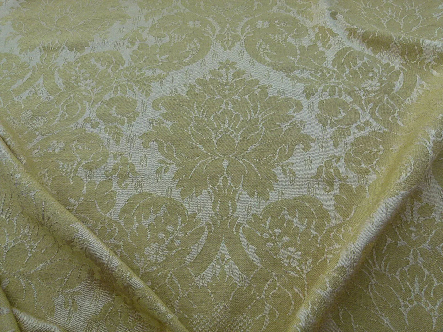 Scalamandre Dover Damask Gold Classic Damask Cotton Linen Renaissance Old World Weavers MSRP USD 292/Y