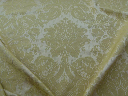 Scalamandre Dover Damask Gold Classic Damask Cotton Linen Renaissance Old World Weavers MSRP USD 292/Y