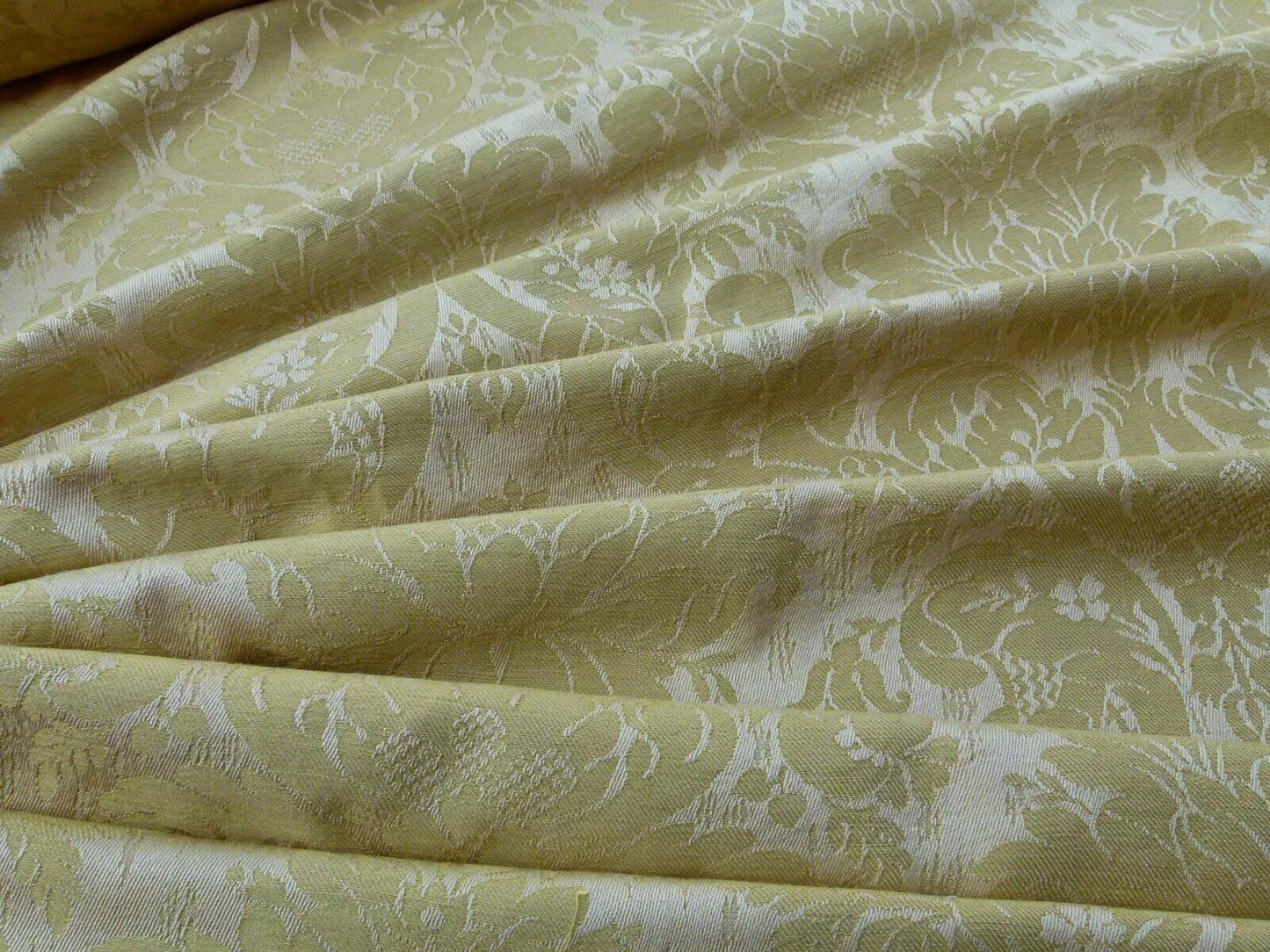 Scalamandre Dover Damask Gold Classic Damask Cotton Linen Renaissance Old World Weavers MSRP USD 292/Y