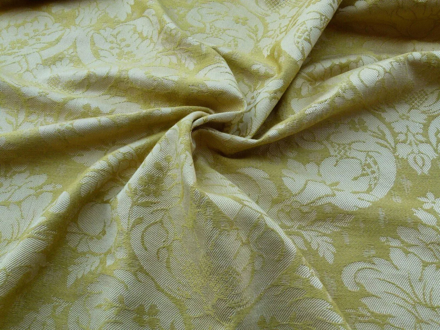 Scalamandre Dover Damask Gold Classic Damask Cotton Linen Renaissance Old World Weavers MSRP USD 292/Y