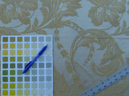 Scalamandre Elegant Bracci Chenille Gold Acanthus Feather Damask  Old World Weavers MSRP USD 232/Y