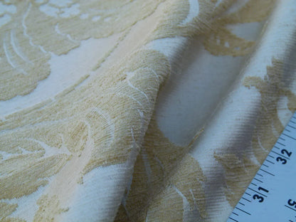Scalamandre Elegant Bracci Chenille Gold Acanthus Feather Damask  Old World Weavers MSRP USD 232/Y