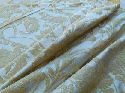 Scalamandre Elegant Bracci Chenille Gold Acanthus Feather Damask  Old World Weavers MSRP USD 232/Y