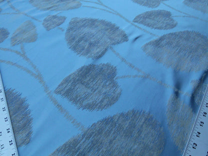 Scalamandre Isabella Blue Shimmer Mystic Foliage Heart Shape Silk Lampas Old World Weavers MSRP USD 428/y