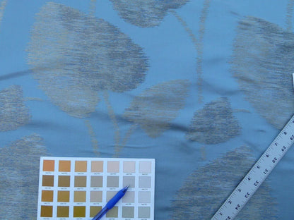 Scalamandre Isabella Blue Shimmer Mystic Foliage Heart Shape Silk Lampas Old World Weavers MSRP USD 428/y