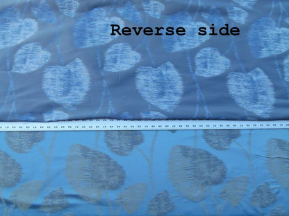 Scalamandre Isabella Blue Shimmer Mystic Foliage Heart Shape Silk Lampas Old World Weavers MSRP USD 428/y