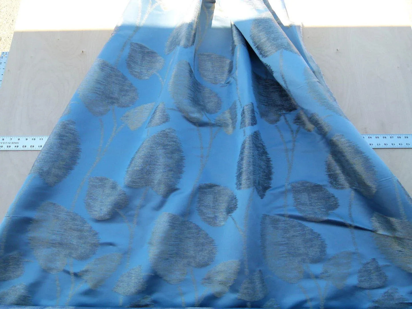 Scalamandre Isabella Blue Shimmer Mystic Foliage Heart Shape Silk Lampas Old World Weavers MSRP USD 428/y