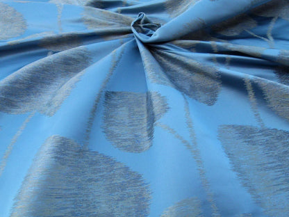 Scalamandre Isabella Blue Shimmer Mystic Foliage Heart Shape Silk Lampas Old World Weavers MSRP USD 428/y