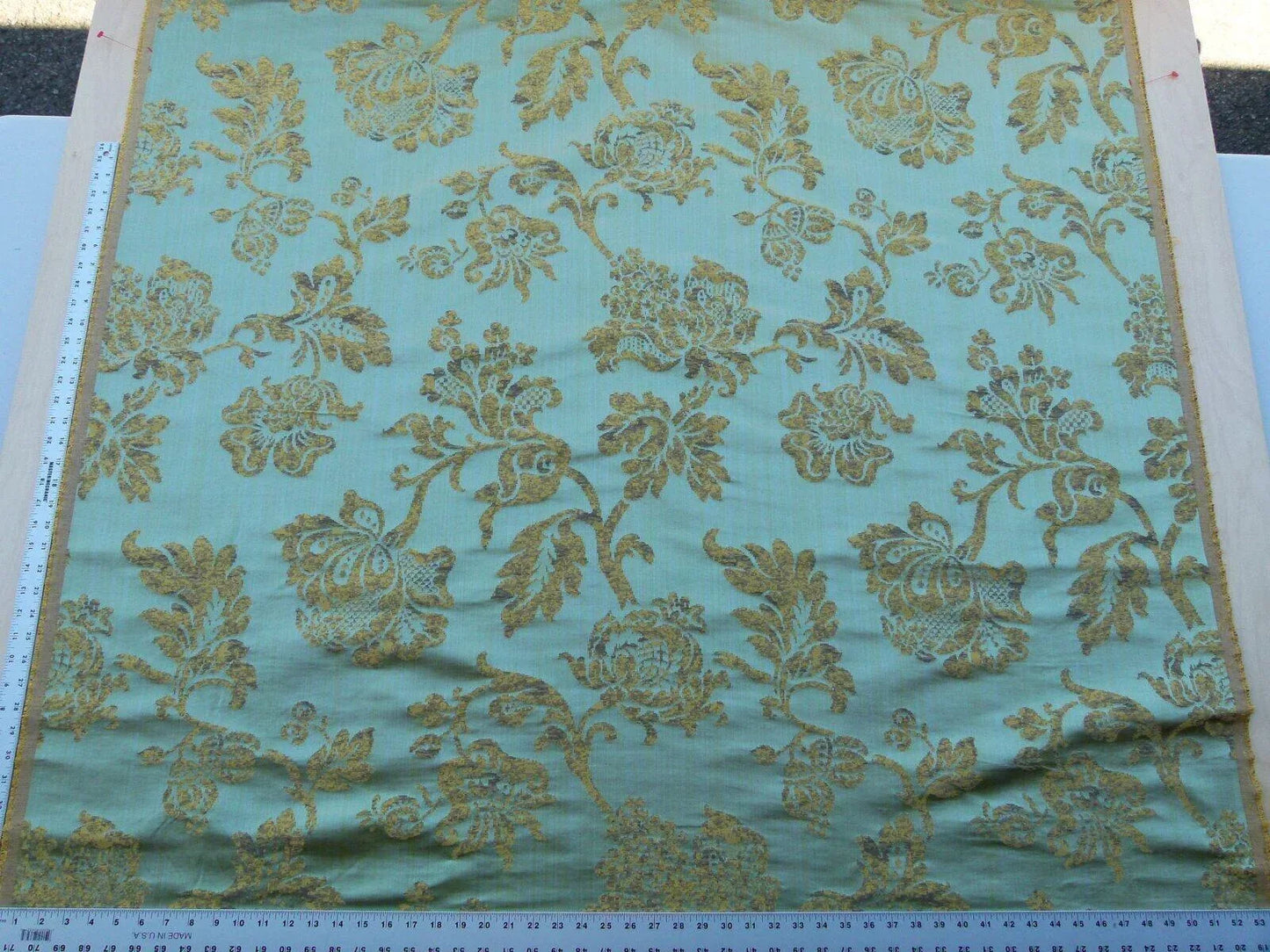 Scalamandre Samarcand Green Copper Gold Heavy Silk Damask  Old World Weavers MSRP USD 412
