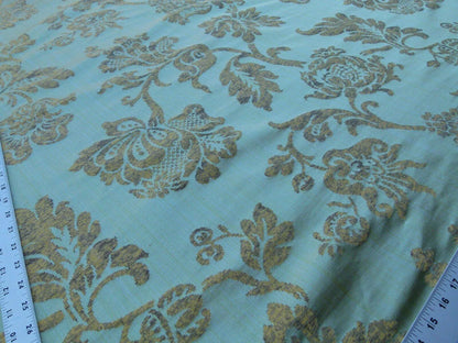 Scalamandre Samarcand Green Copper Gold Heavy Silk Damask  Old World Weavers MSRP USD 412