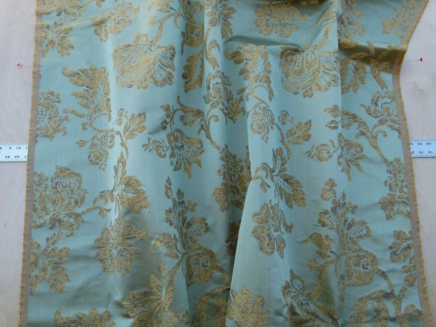 Scalamandre Samarcand Green Copper Gold Heavy Silk Damask  Old World Weavers MSRP USD 412
