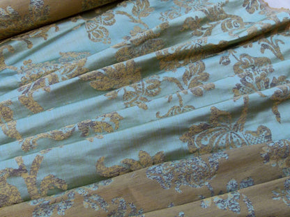 Scalamandre Samarcand Green Copper Gold Heavy Silk Damask  Old World Weavers MSRP USD 412